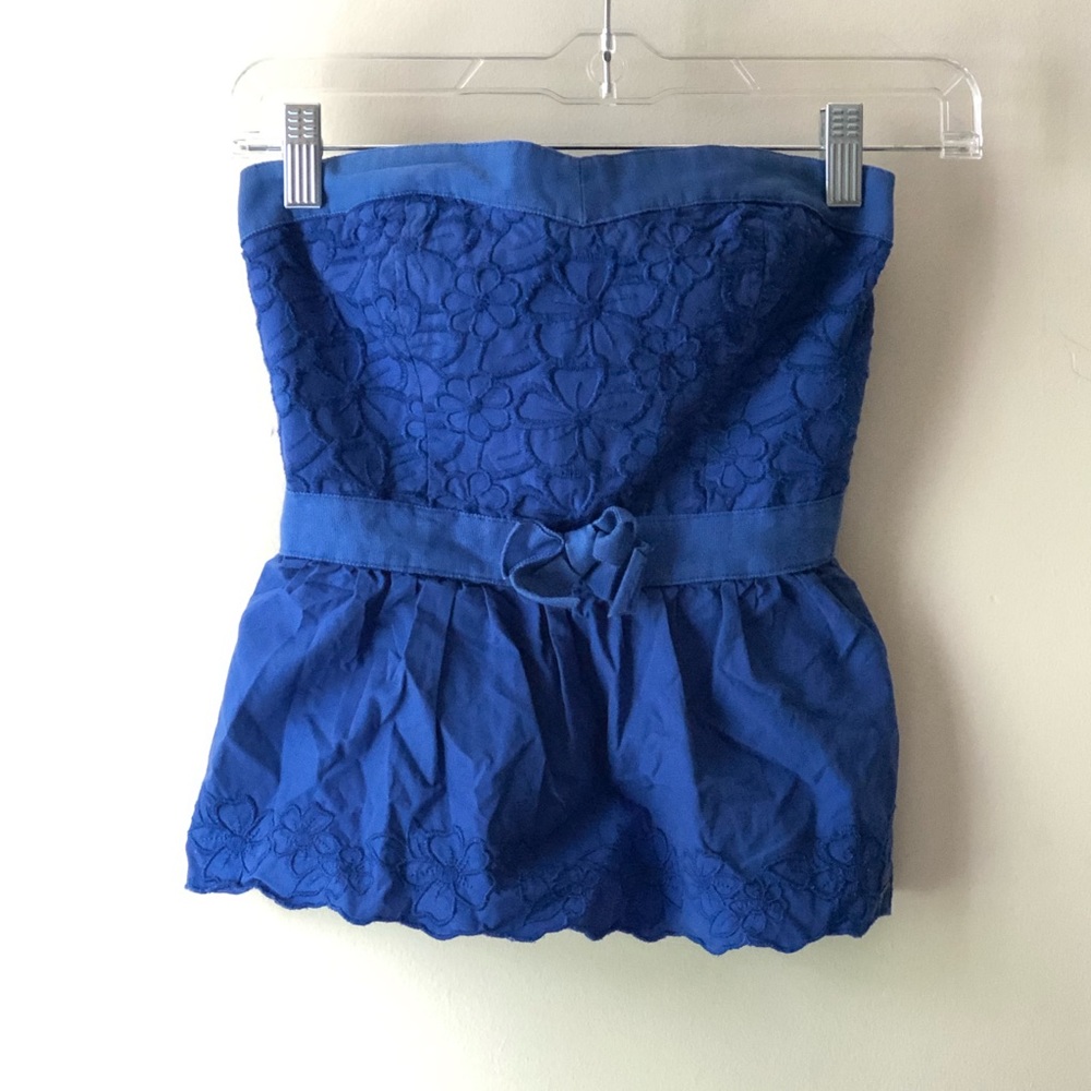Hollister Strapless Peplum Cobalt Blue Top
